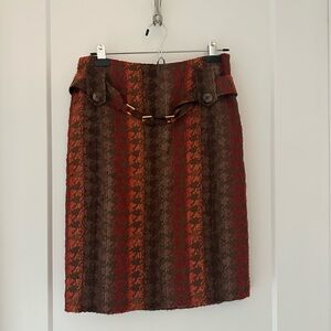 Carlisle Brown and Red Pencil Skirt